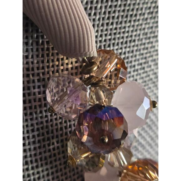 Vintage Ali Kahn New York Ribbon Rope Crystal Beaded Adjustable Necklace, 18" - Picture 4 of 9